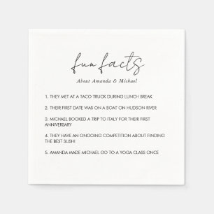 Fun Facts Modern Typography Black White Wedding Napkin