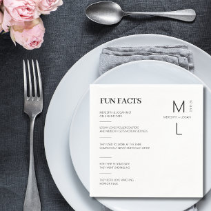 Fun Facts Monogrammed Wedding  Napkins
