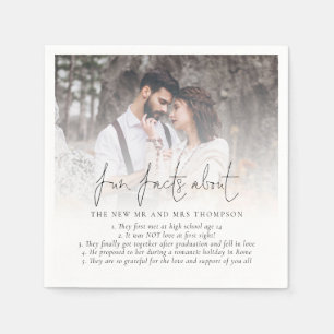 Fun Facts Newlyweds Photo Overlay Wedding Napkin