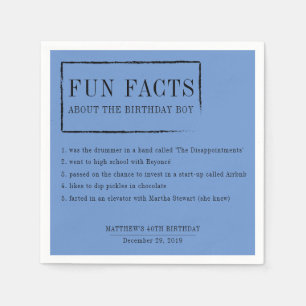 Fun Facts personalised napkins for birthdays