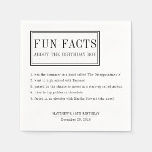 Fun Facts personalised napkins for birthdays