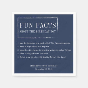 Fun Facts personalised napkins for birthdays