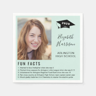 Fun Facts Photo Script Mint Graduation Napkin
