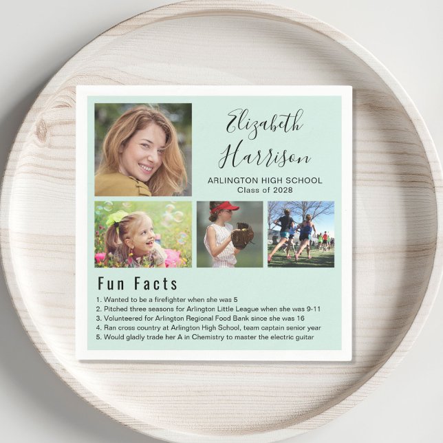 Fun Facts Photos Mint Graduation Napkins (Creator Uploaded)