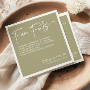 Fun Facts Sage Green Classic Minimal Wedding Napkin