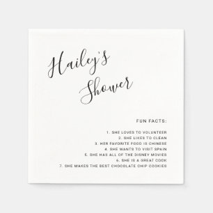 Fun Facts Simple Black and White Bridal Shower Napkin