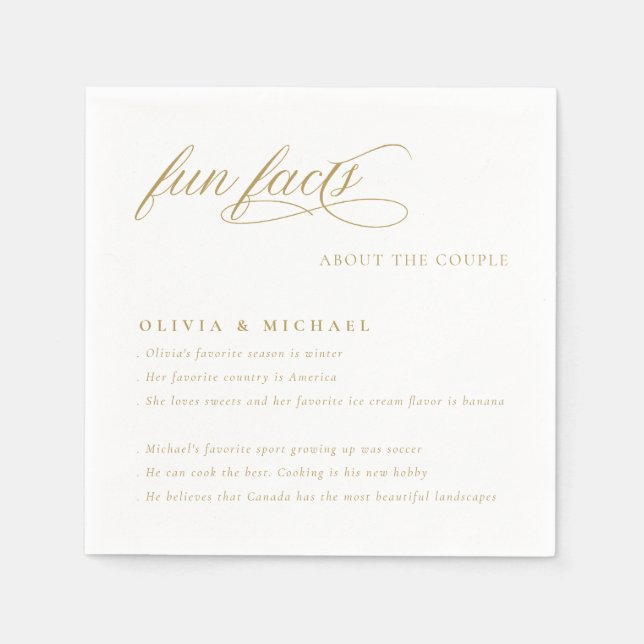 Fun Facts Simply Elegant Typography Wedding Napkin (Front)