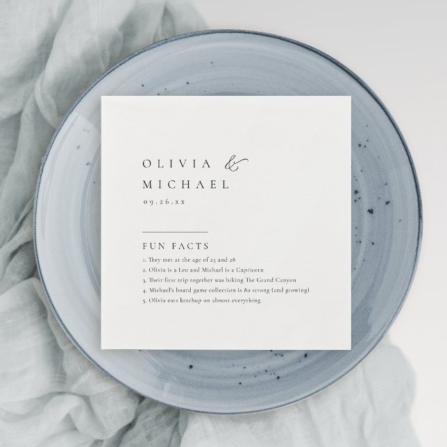Fun Facts Simply Elegant Typography Wedding Napkin (Fun Facts Simply Elegant Typography Wedding Napkin)
