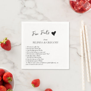 Fun Facts Trivia Wedding Black White Napkin