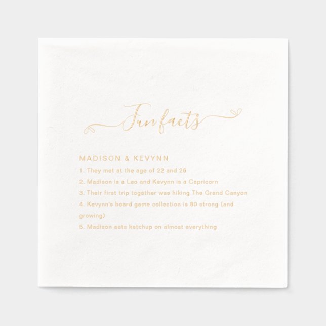 Fun Facts Wedding  Foil Napkins (Front)