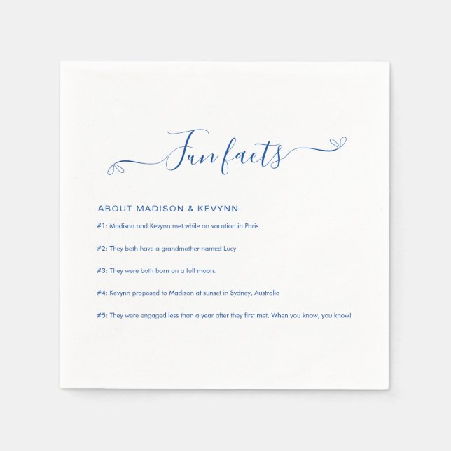 Fun Facts Wedding Napkins (Front)