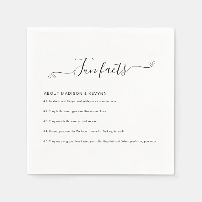 Fun Facts Wedding Napkins (Front)
