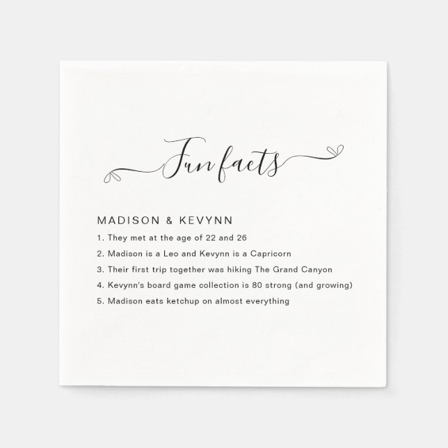 Fun Facts Wedding Napkins (Front)