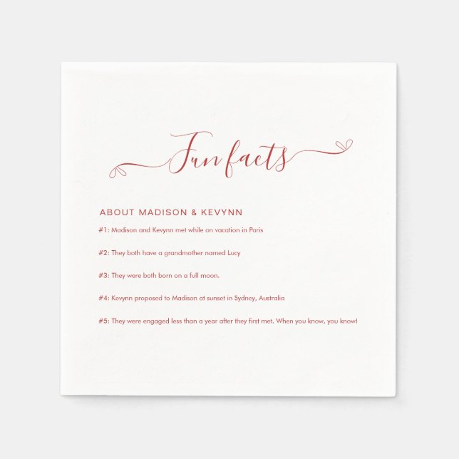 Fun Facts Wedding Napkins (Front)