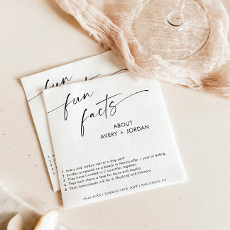 Fun Facts Wedding Napkins | Modern Minimalist