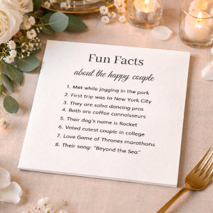 Fun Facts Wedding Napkins Personalized Couple Stor