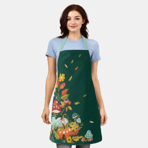 Fun Fairy Garden Autumn Leafs Mushrooms & Pumpkin Apron