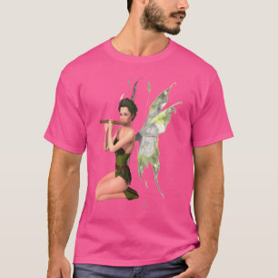 Fun Fairy Tee Woman Elf Fairy Playing Flute Figure