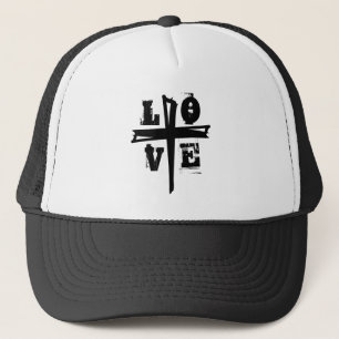 fun faith LOVE and CROSS symbol Trucker Hat