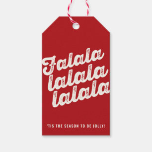 Fun Falalalala Bold Script On Red Modern Holiday Gift Tags
