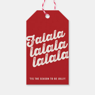 Fun Falalalala Bold Script On Red Modern Holiday Gift Tags