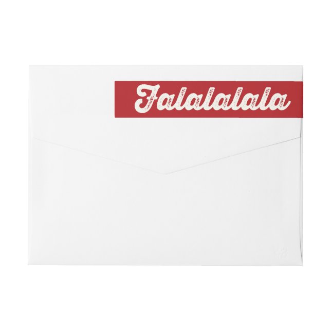 Fun Falalalala Bold Script On Red Modern Holiday Wrap Around Label (Back)
