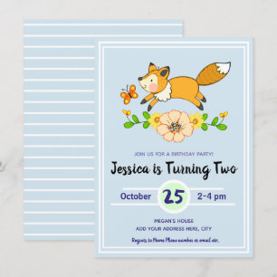 Fun Fall Fox Birthday Party Invitations