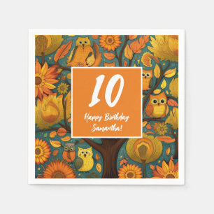 Fun Fall Orange Yellow Birthday Napkin