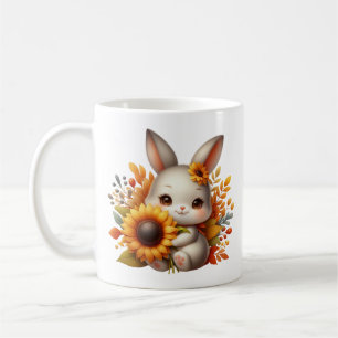 Fun Fall Seasonal bunny monogram Coffee Mug