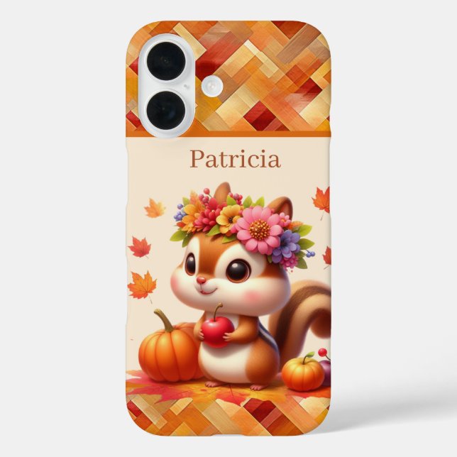 Fun Fall Seasonal squirrel add name Case-Mate iPhone Case (Back)