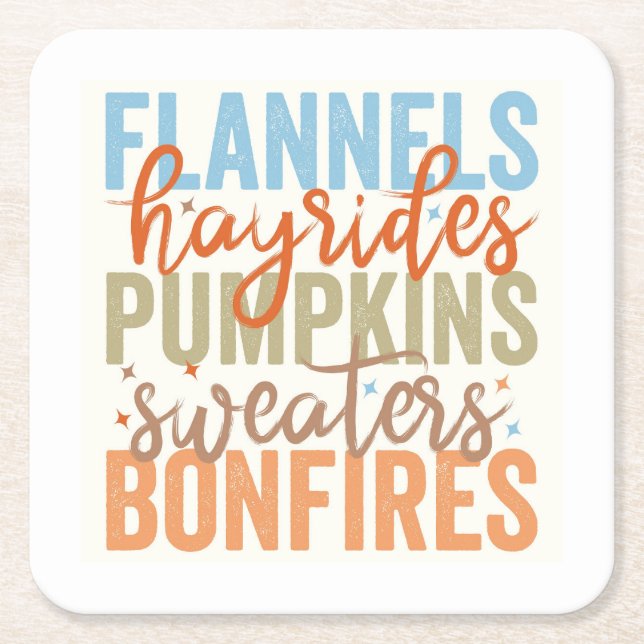 Fun Fall Vibes Square Paper Coaster (Front)