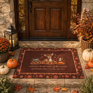Fun Fall Woodland Animals Personalised Autumn Doormat