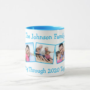 Fun Family 5 Photo Getting Through 2020 Blue Mug