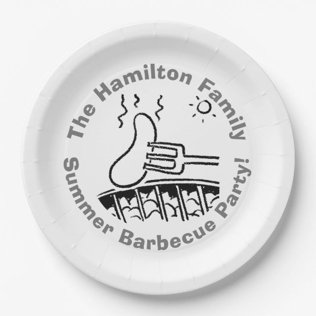 Fun Family Barbecue Paper Plate (Front)