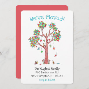Fun Family Birds in a Tree of Hearts New Address A Announcement