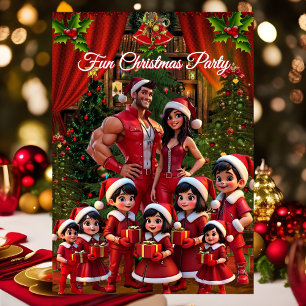Fun Family Christmas Holiday Red Green Gifts Invitation