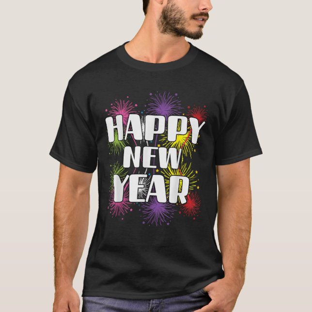 Fun Family Matching Fireworks Party Supplies Happy T-Shirt (Front)