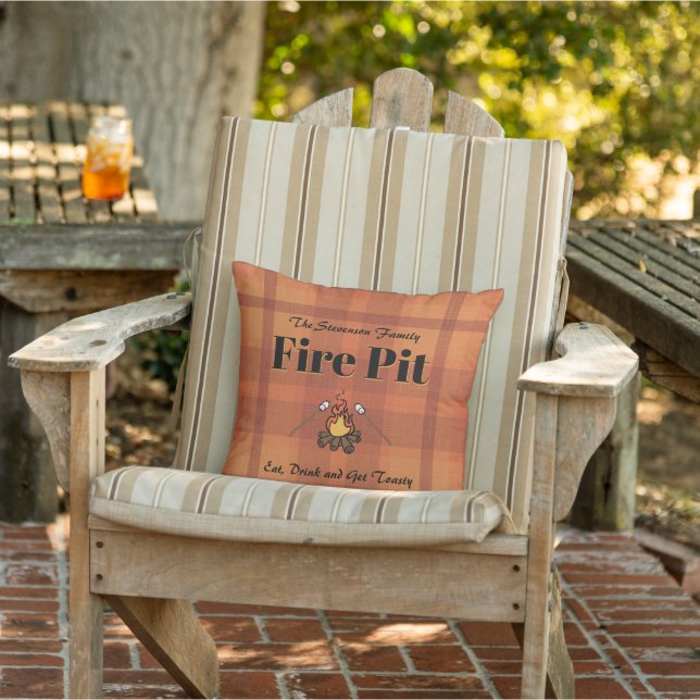 Fun Family Name Fire Pit Personalised Cushion (Chair)