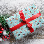 Fun Family Photos Christmas Postage Stamp Collage Wrapping Paper<br><div class="desc">Unique and memorable personalised family photo Christmas wrapping paper. Festive postage stamp-inspired design featuring our original hand-drawn Christmas postage stamp illustration scenes. Each stamp features a unique festive holiday scene with postage marks. "Merry, Love "Joy" displayed in script typography. Personalise with three family photos and a monogram. All artwork is...</div>