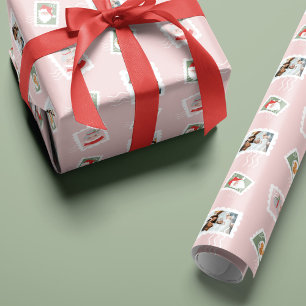 Fun Family Photos Christmas Postage Stamp Collage  Wrapping Paper