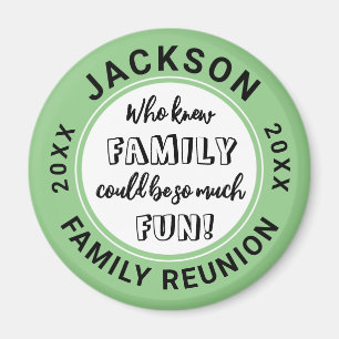 Fun Family Reunion Green Pic a Colour Circle Magne Magnet
