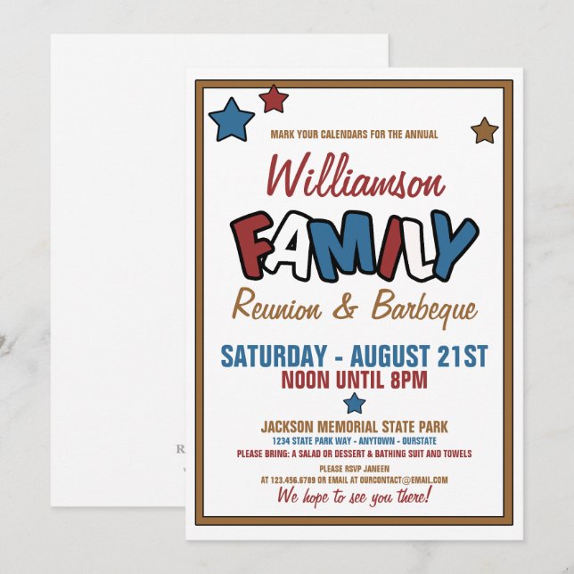 Fun Family Reunion Invitations (Front/Back)