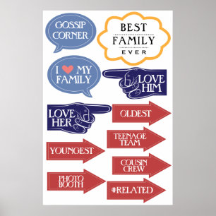 Fun Family Reunion Photo Booth Props Kit Poster