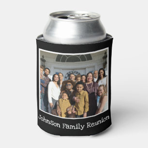 Fun Family Reunion Photo Personalised Black White Can Cooler