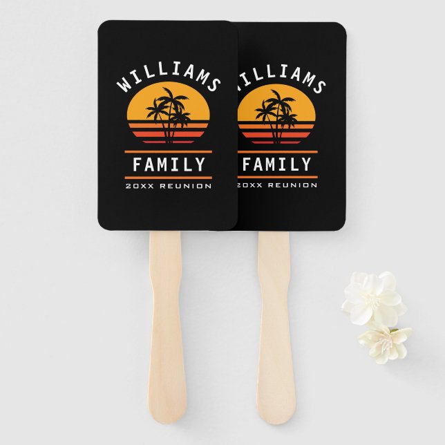 Fun Family Reunion Summer Vacation Tropical Beach Hand Fan (Front and Back)