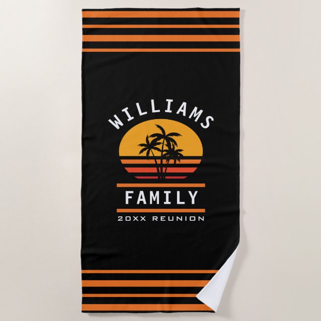 Fun Family Reunion Summer Vacation Tropical Beach Towel (Front)