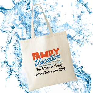 Fun FAMILY VACATION orange/blue PERSONALIZE Tote Bag