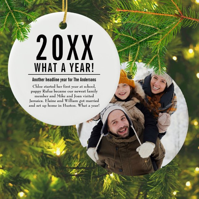 Fun Family Year In Review Modern Cool Photo Ceramic Tree Decoration (Fun Family Year In Review Modern Cool Photo Ceramic Ornament)