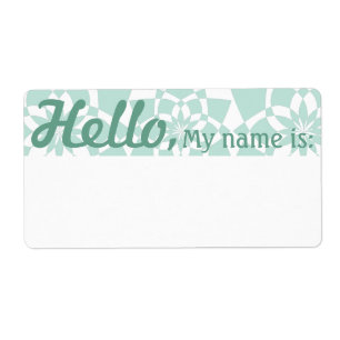 Fun Fancy Party Name Tags - Celadon GeoFlowers
