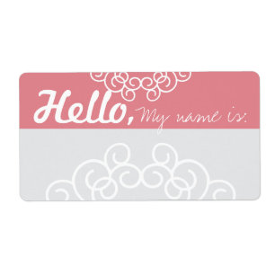 Fun Fancy Party Name Tags - Pink & Grey